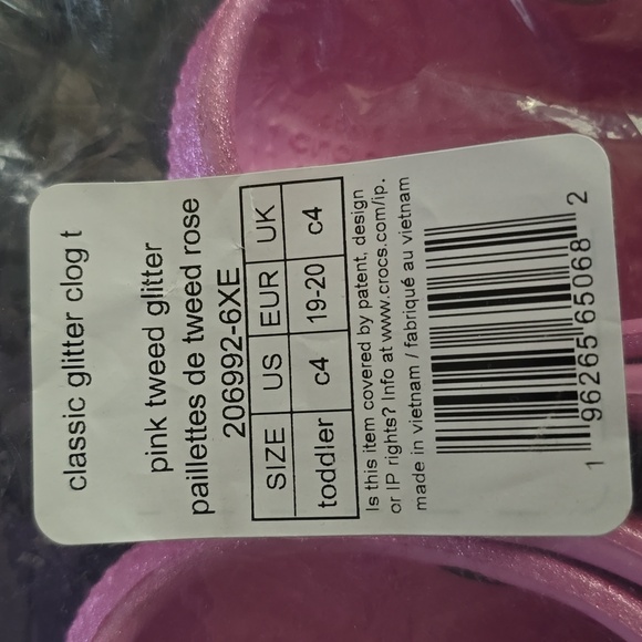 NWT Crocs pink tweed classic glitter clog - Picture 4 of 5